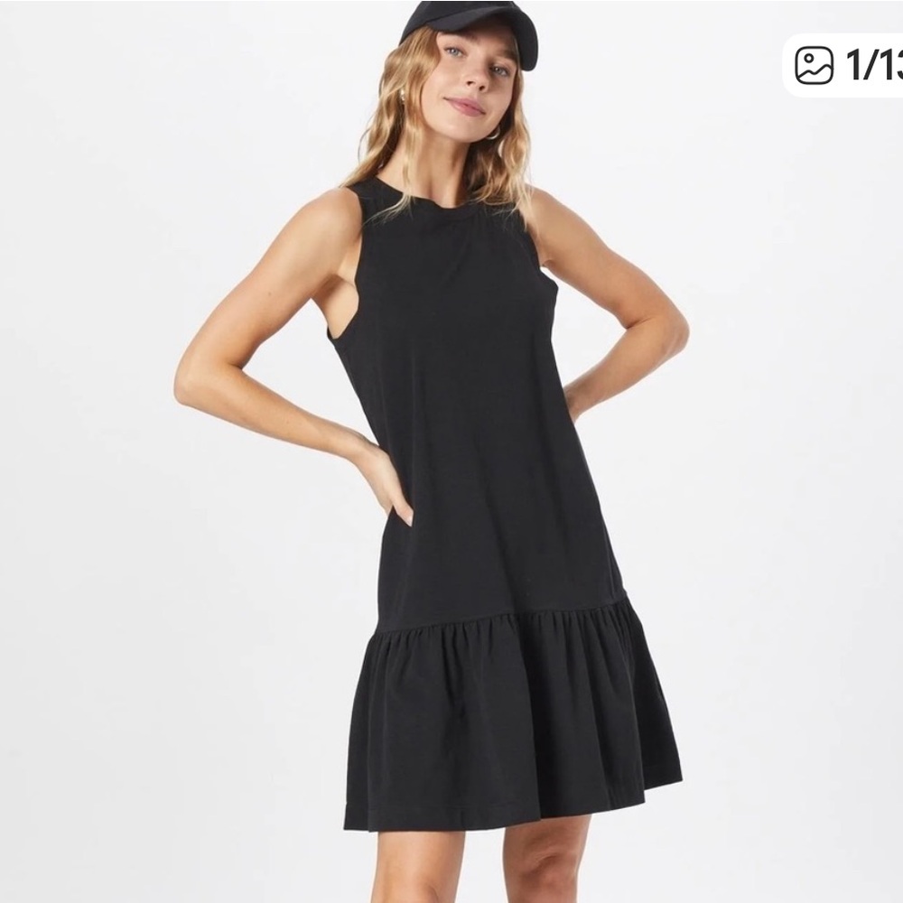 NWT Madewell Black Sleeveless Westville Mini Tiered Ruffle Hem Dress.  Size Sm
